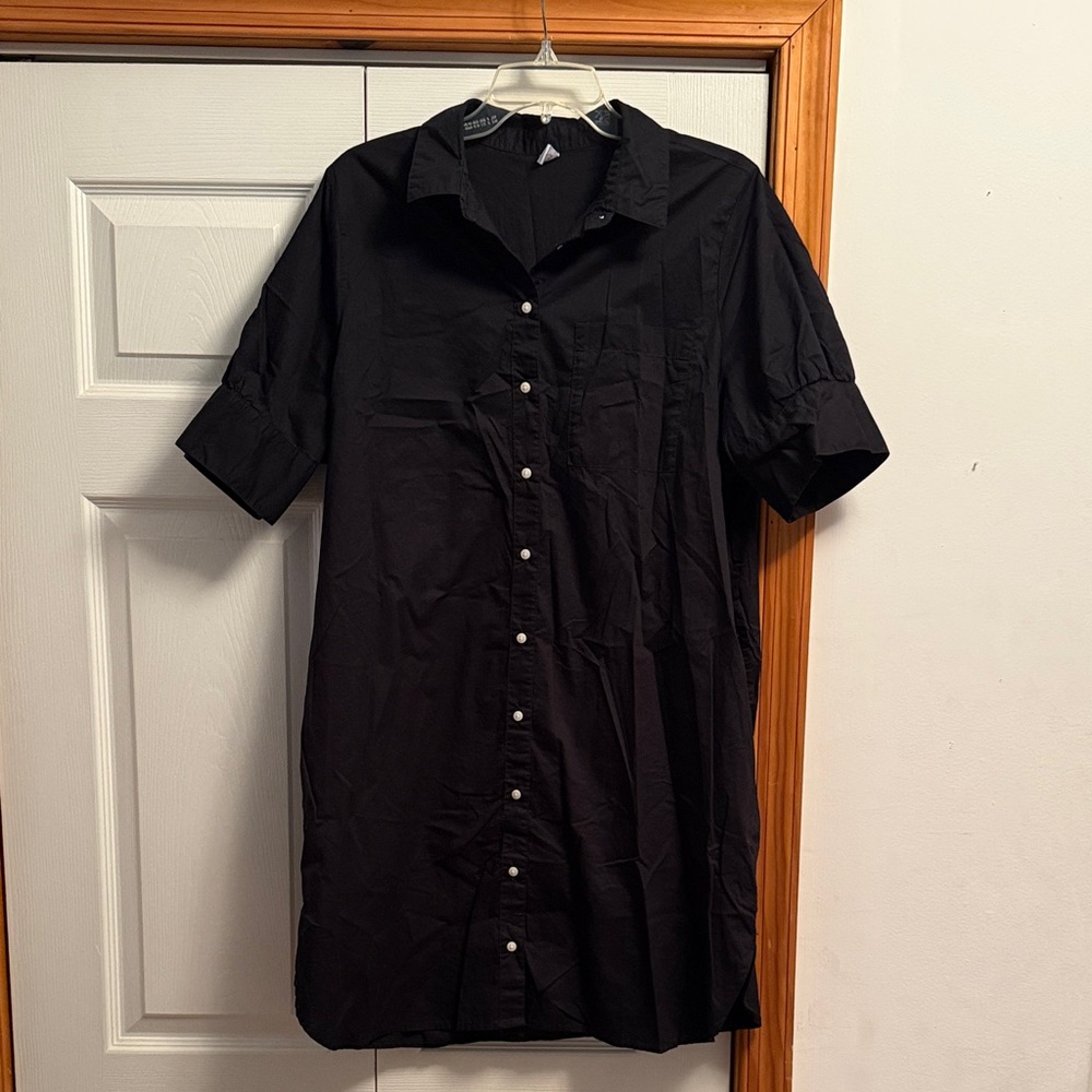 Old Navy Black Button Shirt Dress
